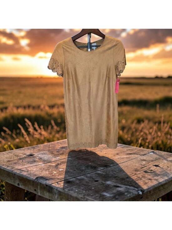Cosmo Dresses & Skirts - Short Sleeve Faux Suede Shift Dress